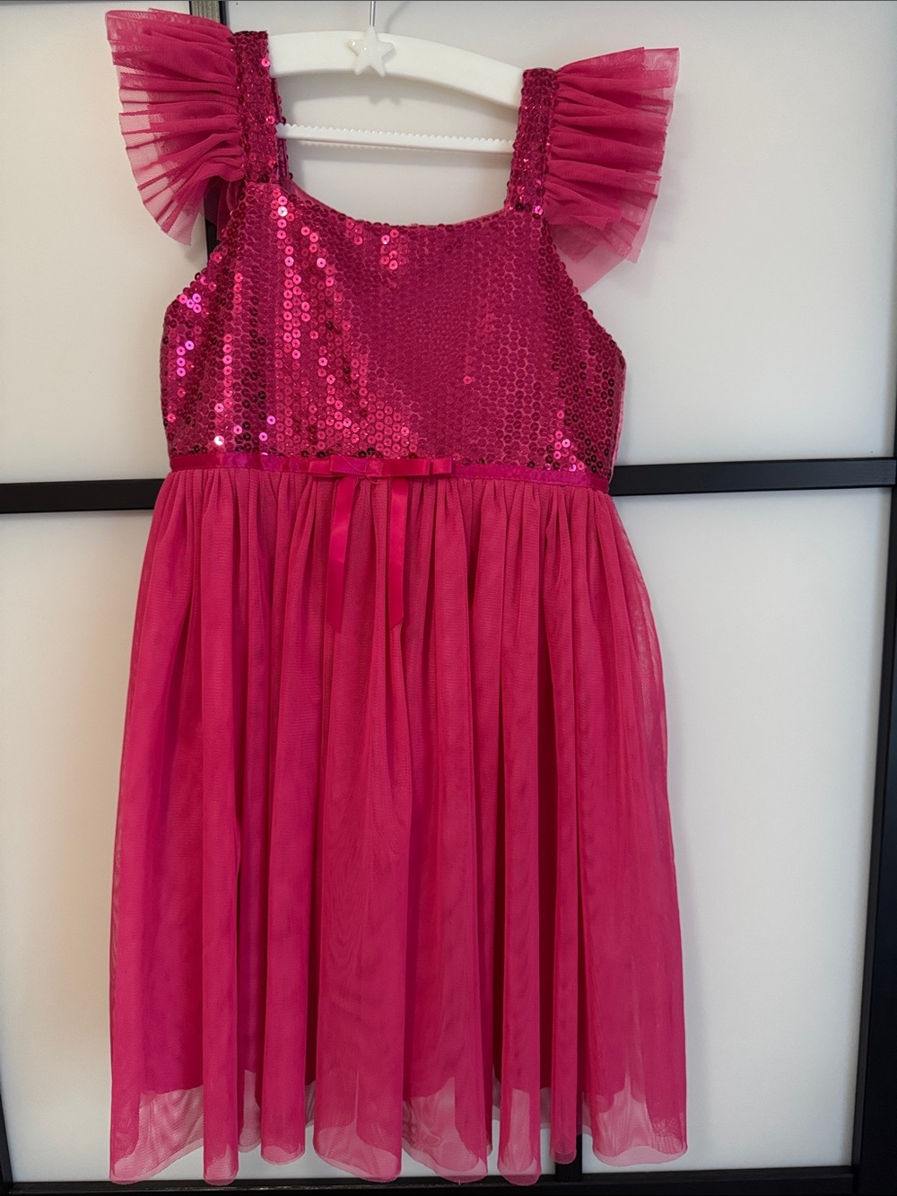 Popatu Hot Pink Sequin Tulle Party Dress